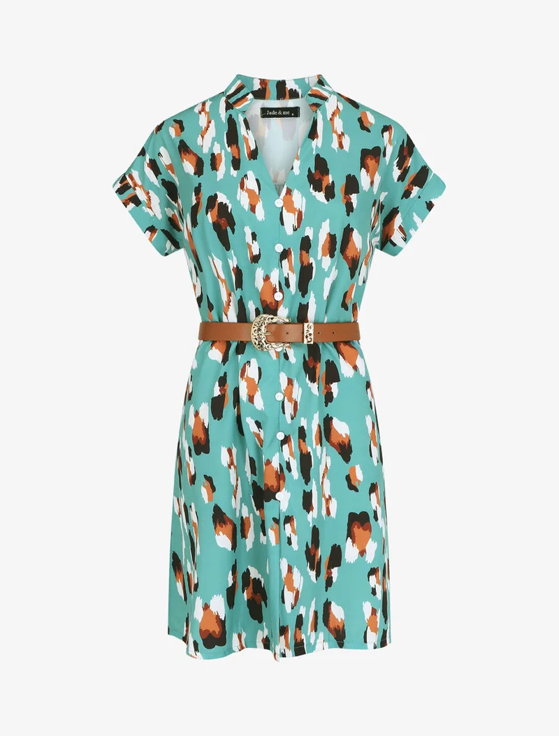 Robe droite à imprimé graphique - Vert d'eau