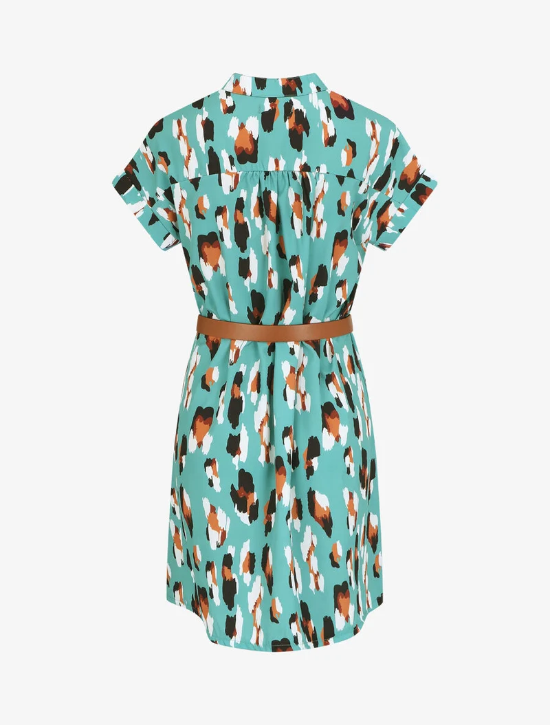 Robe droite à imprimé graphique - Vert d'eau