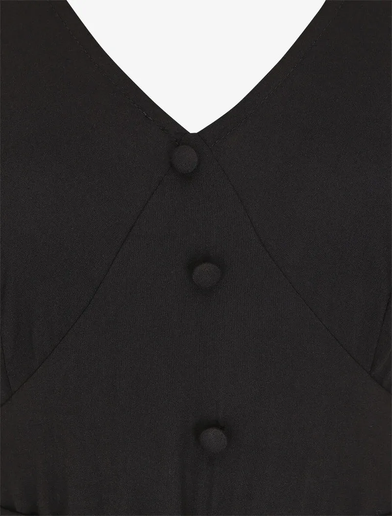Robe longue unie sans manches - Noir