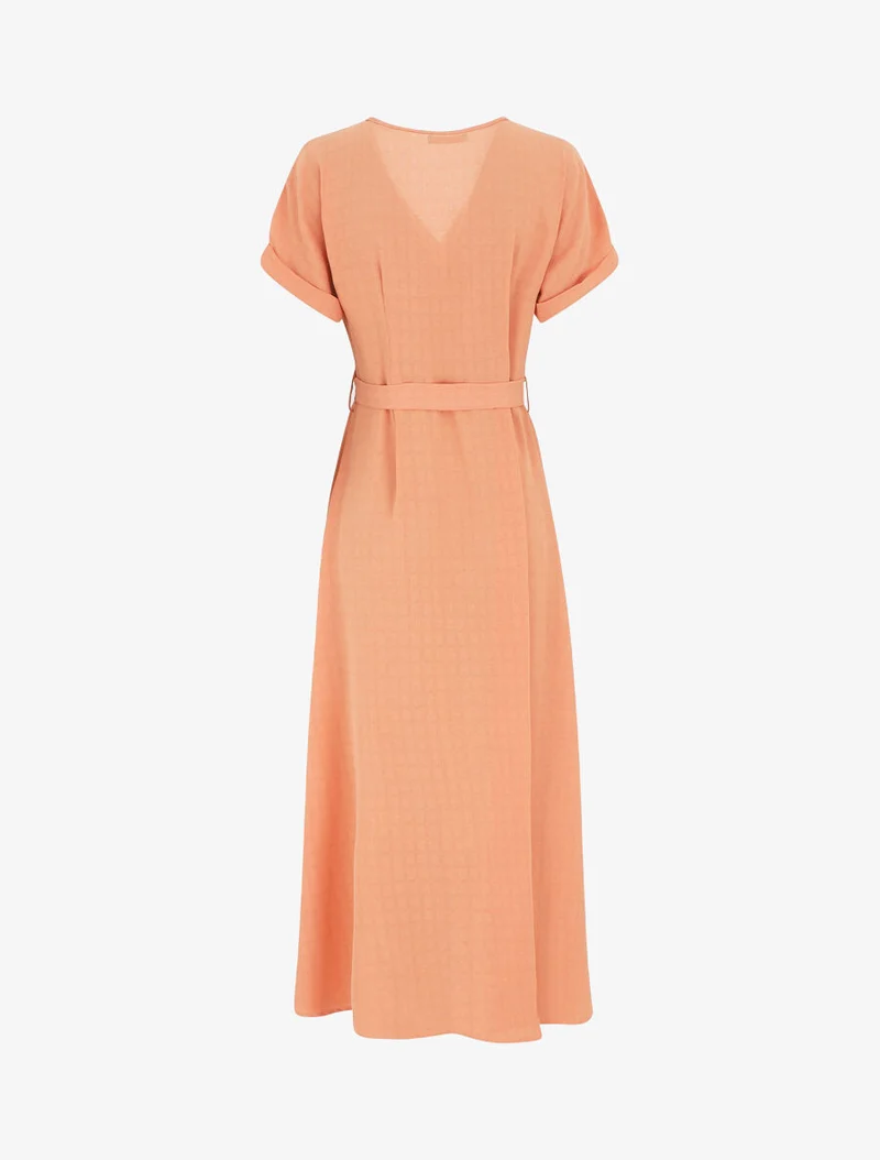 Robe longue unie ceinturée - Orange