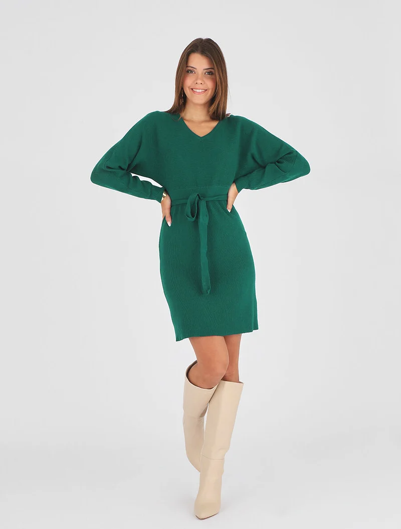 Robe mi-longue ajourée dans le dos - Vert sapin