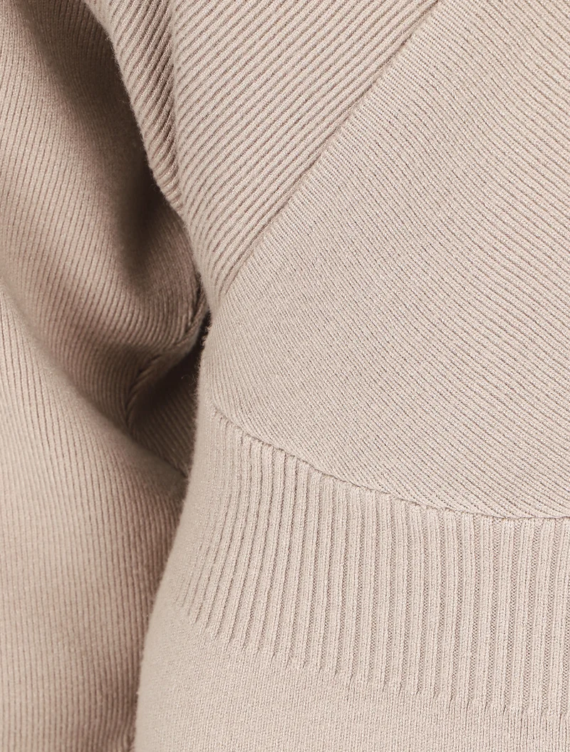 Robe ajustée unie col cache-coeur - Taupe
