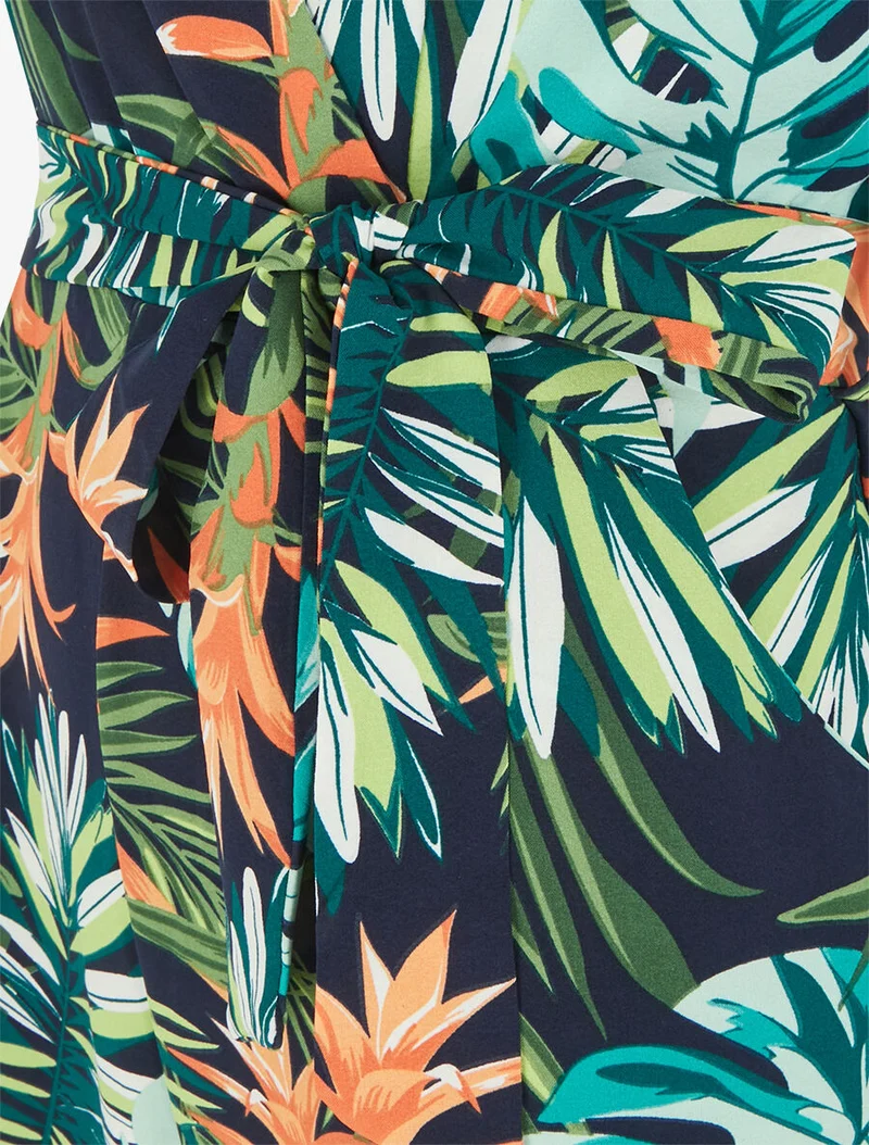 Combinaison fluide à imprimé tropical - Vert