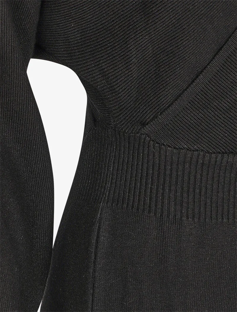 Robe ajustée unie col cache-coeur - Noir