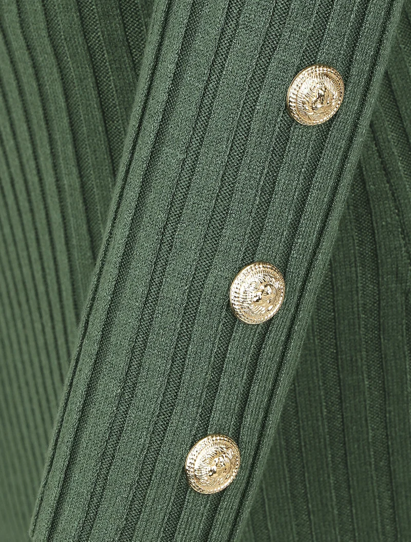 Robe unie moulante col cache-coeur - Vert