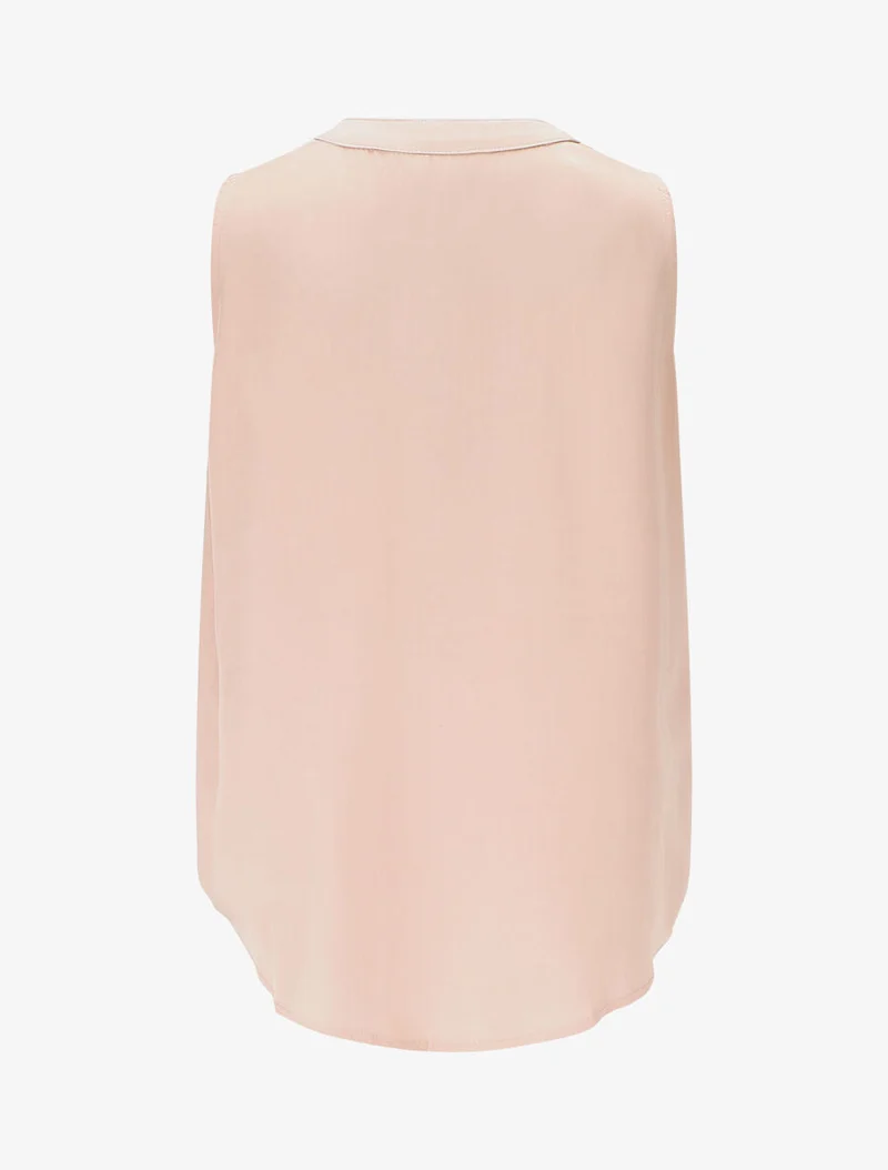 Top uni sans manches à détail stylisé - Rose poudré