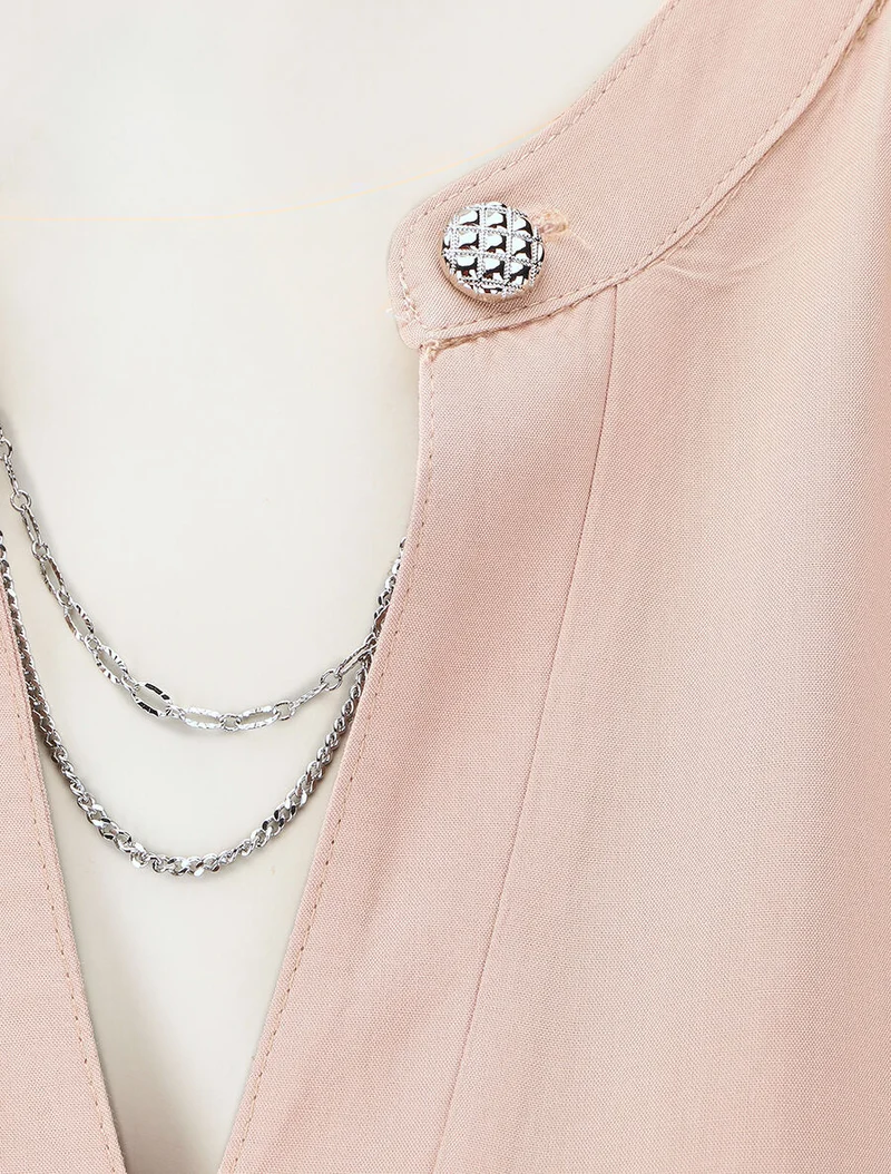 Top uni sans manches à détail stylisé - Rose poudré