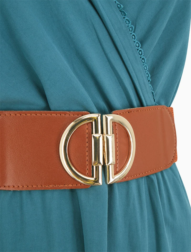 Robe longue à nœuds sur les épaules - Bleu canard
