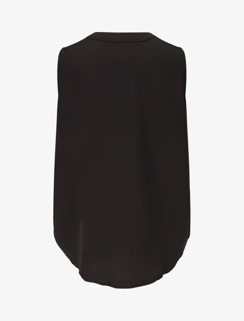 Top uni sans manches à détail stylisé - Noir