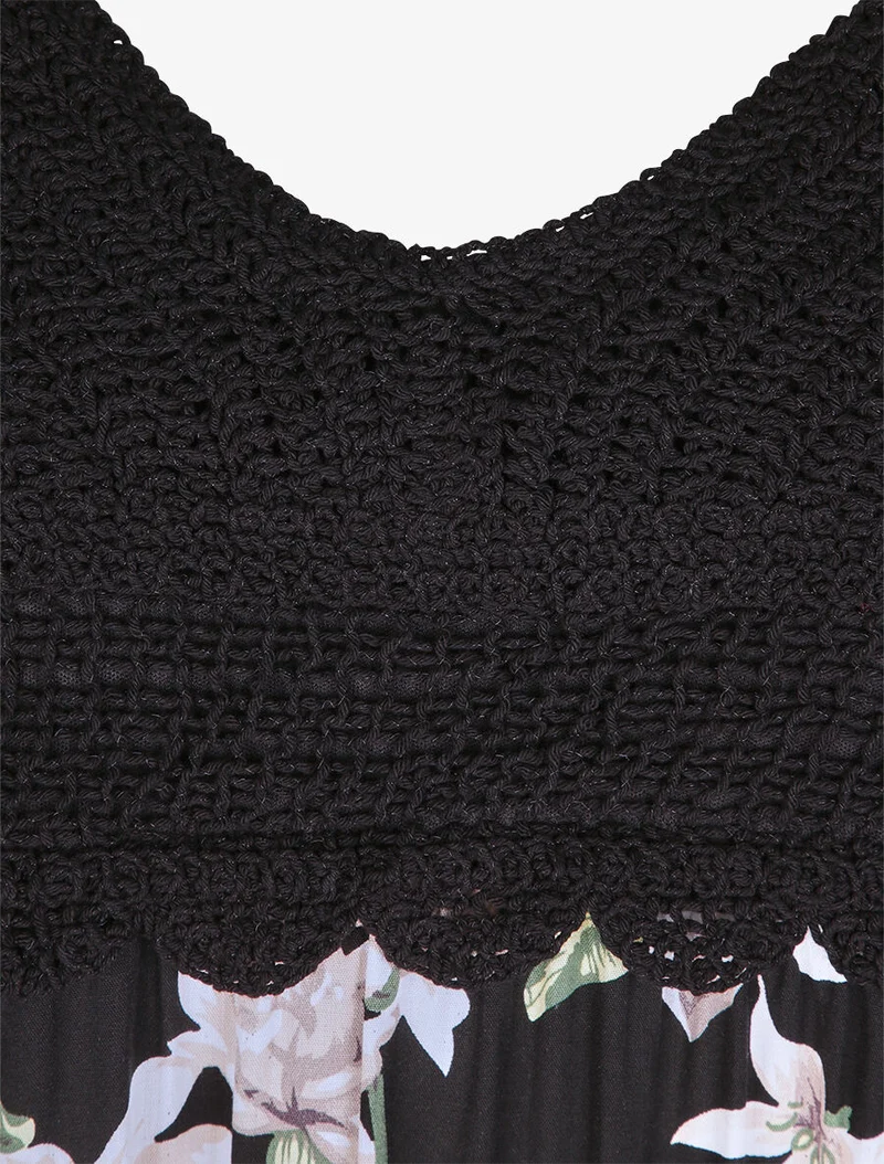 Robe à buste en crochet - Noir