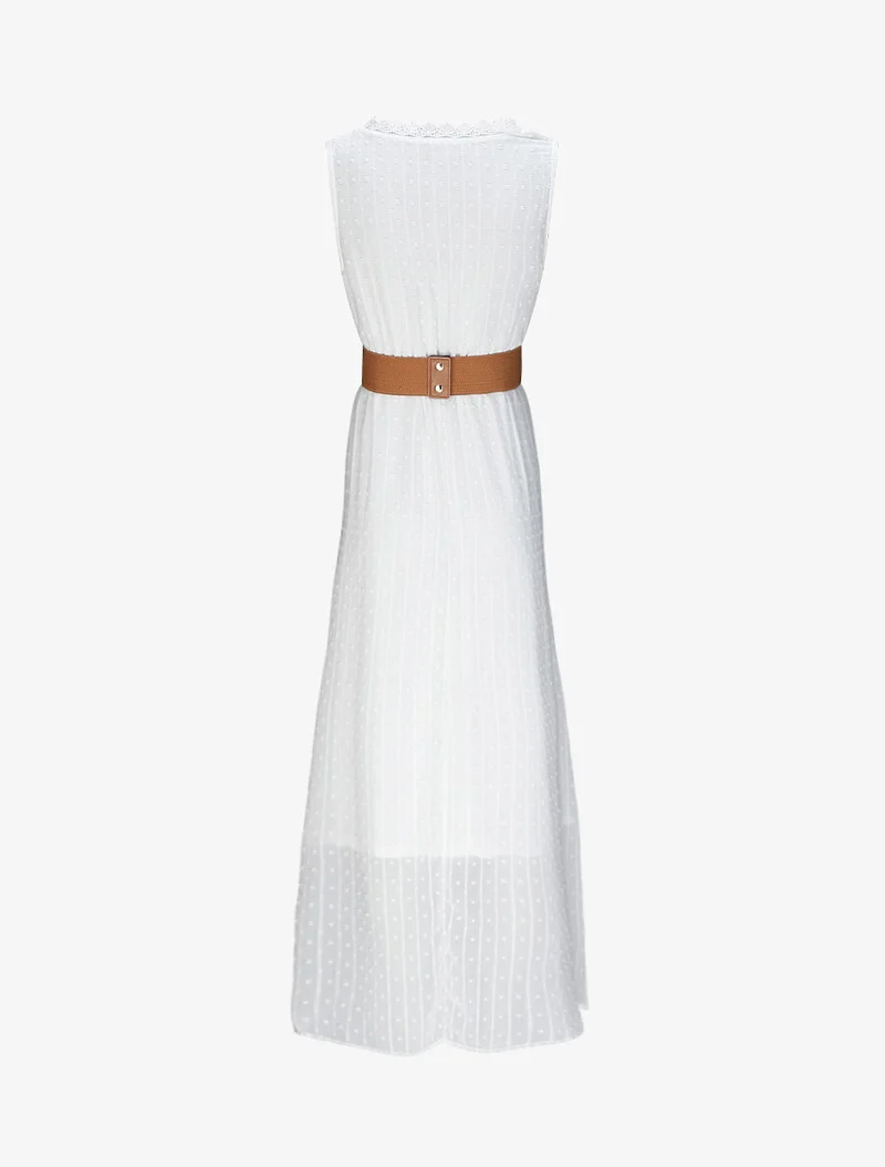 Robe longue empire unie en plumetis - Blanc