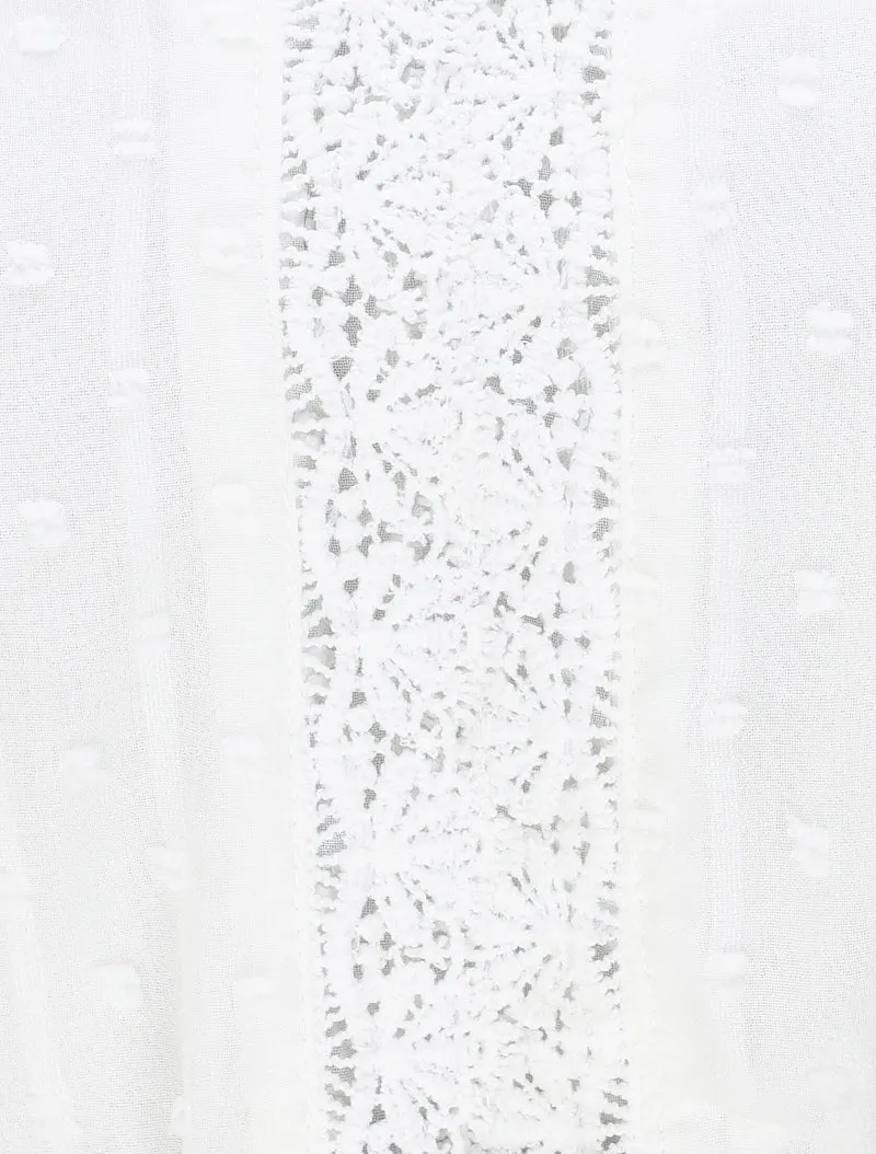 Robe longue empire unie en plumetis - Blanc