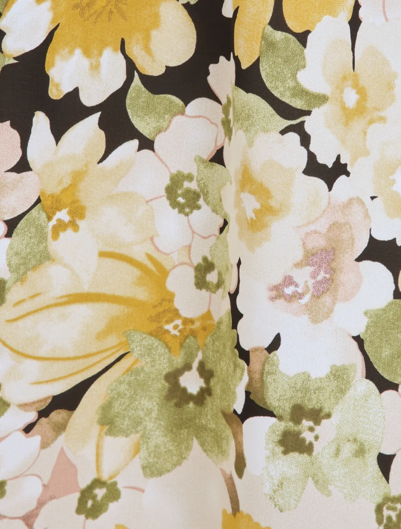 Robe patineuse imprimé fleurs d'été - Jaune