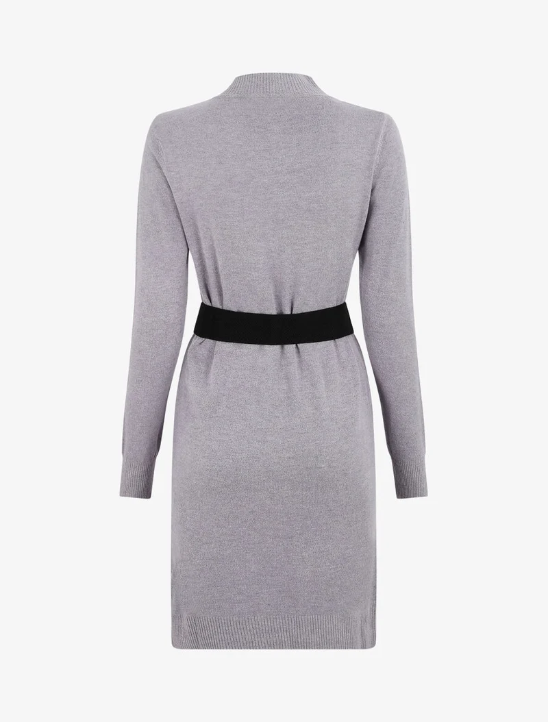 Robe pull courte à col montant - Gris