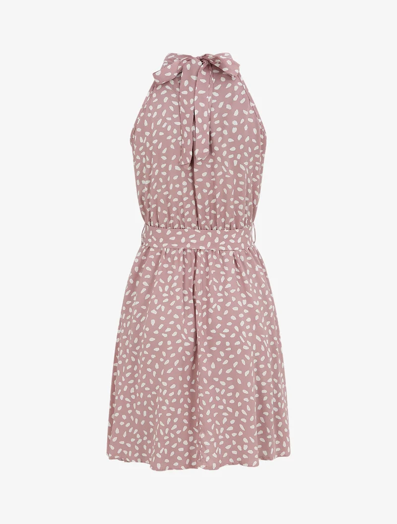 Robe cintrée à imprimé moucheté - Rose clair
