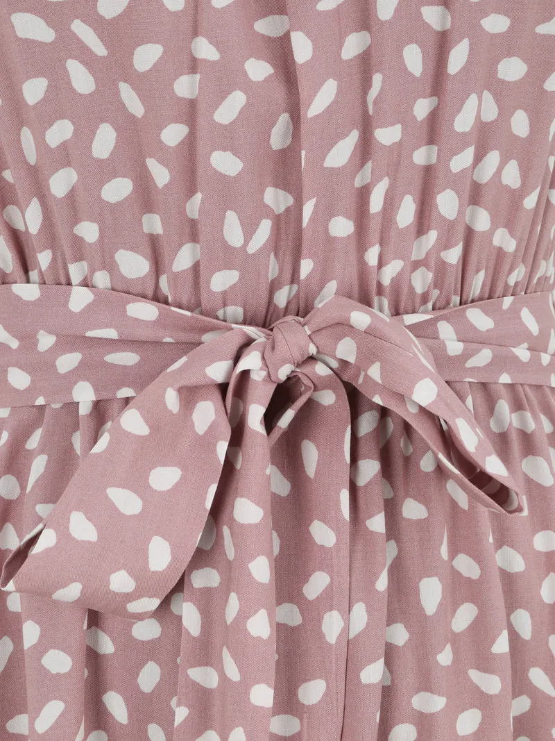 Robe cintrée à imprimé moucheté - Rose clair