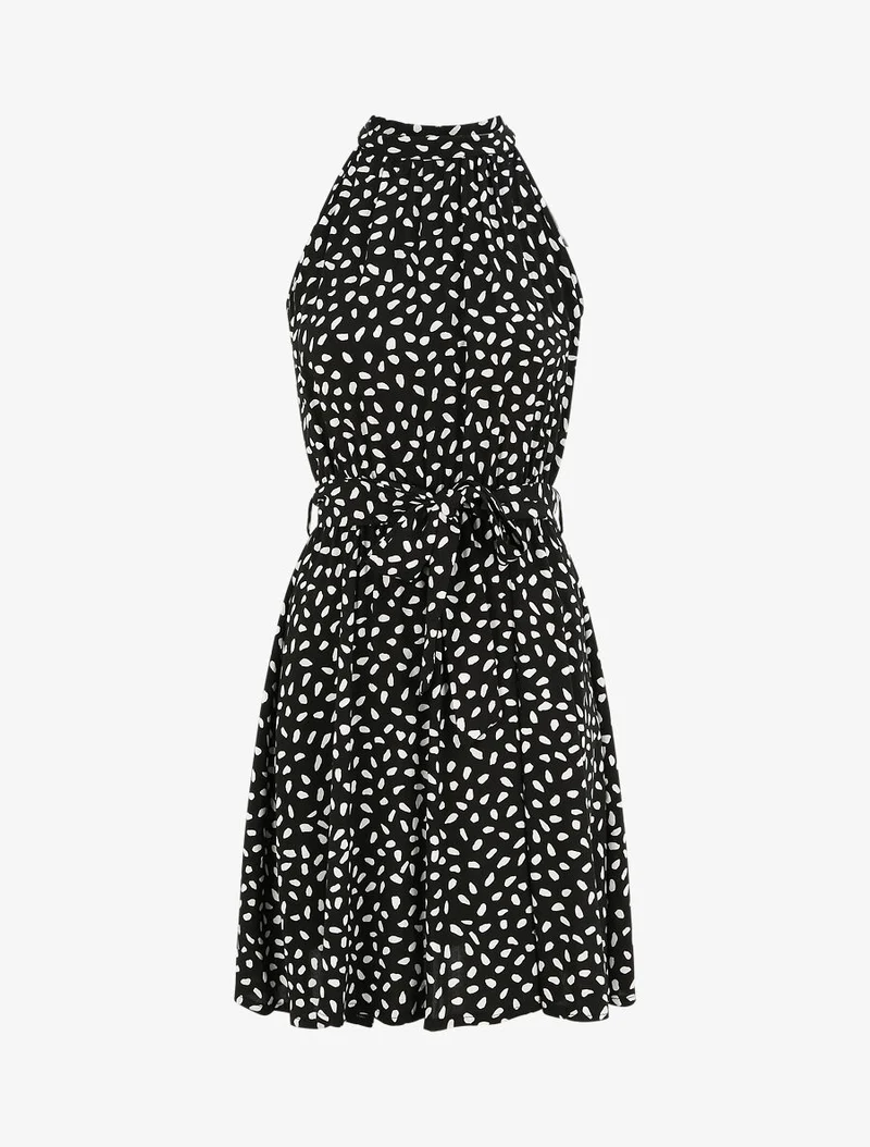 Robe cintrée à imprimé moucheté - Noir