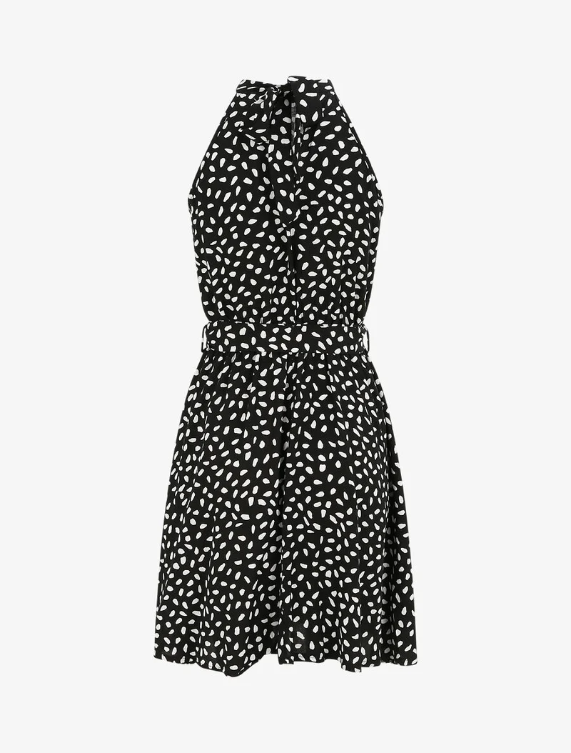 Robe cintrée à imprimé moucheté - Noir