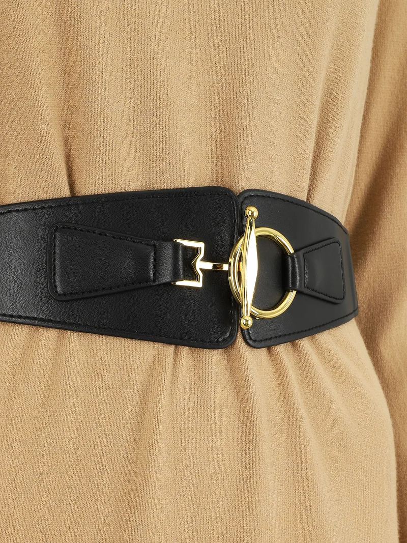 Robe pull courte à col montant - Camel