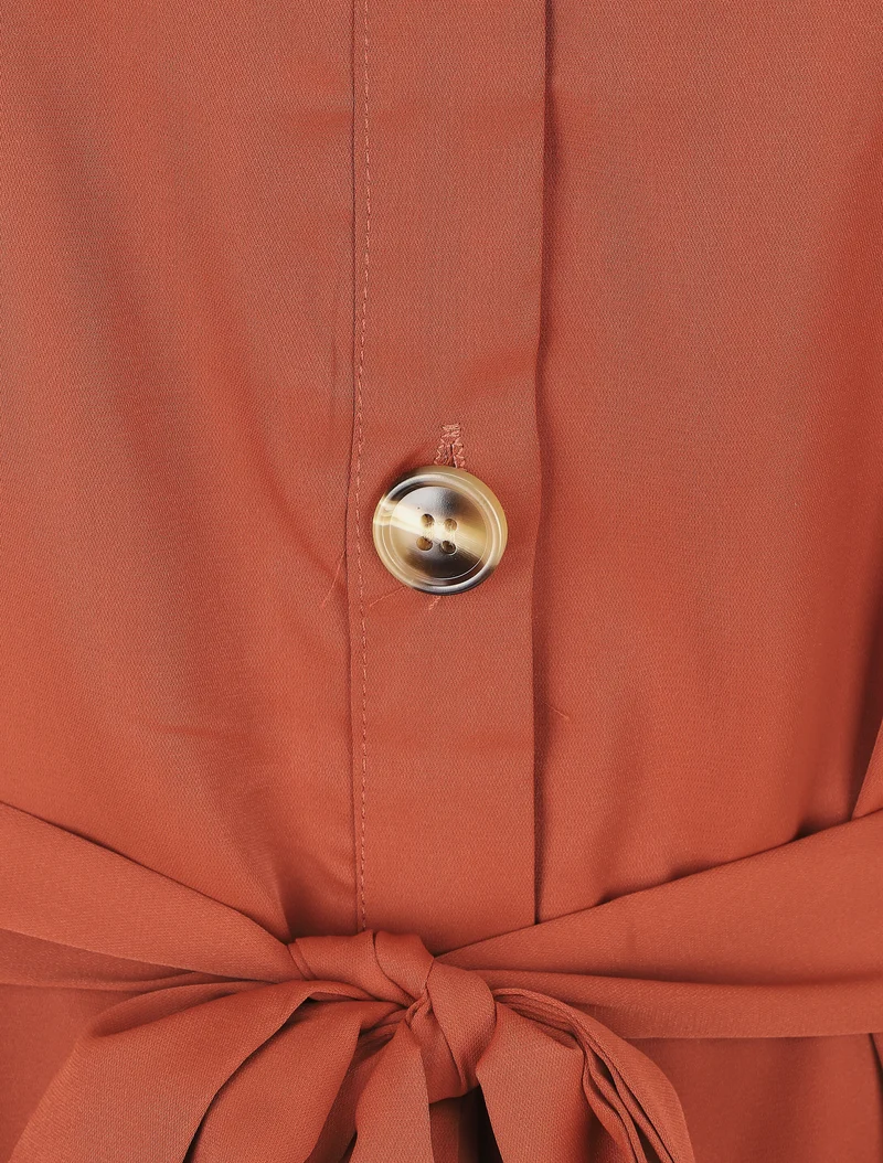 Robe chemise à manches longues et boutons - Rouille