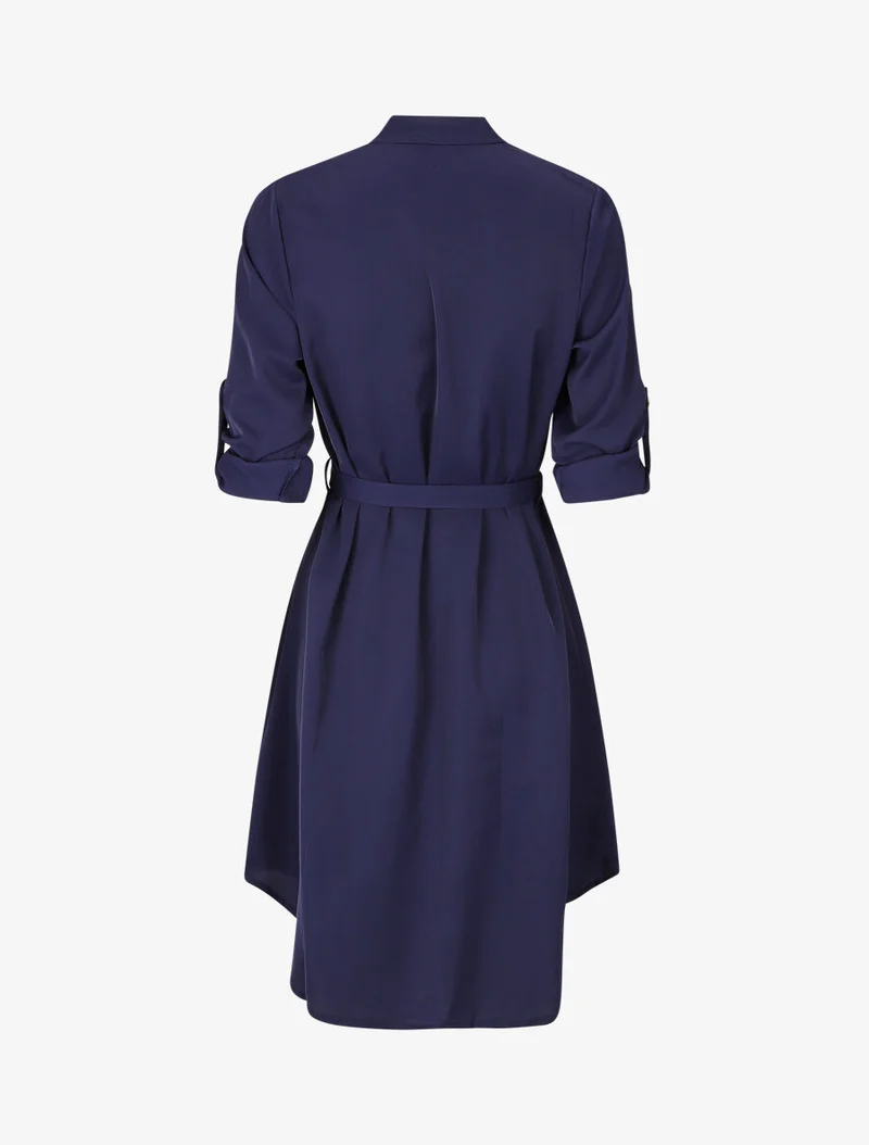 Robe chemise à manches longues et boutons - Marine