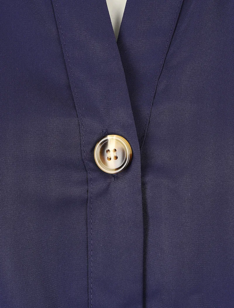 Robe chemise à manches longues et boutons - Marine