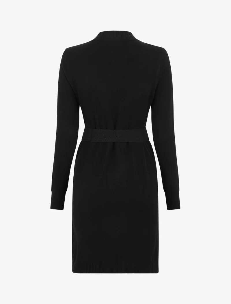 Robe pull courte à col montant - Noir