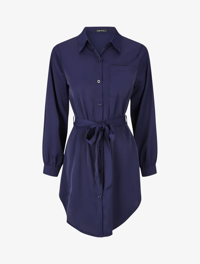 Chemise oversize ceinturée - Marine