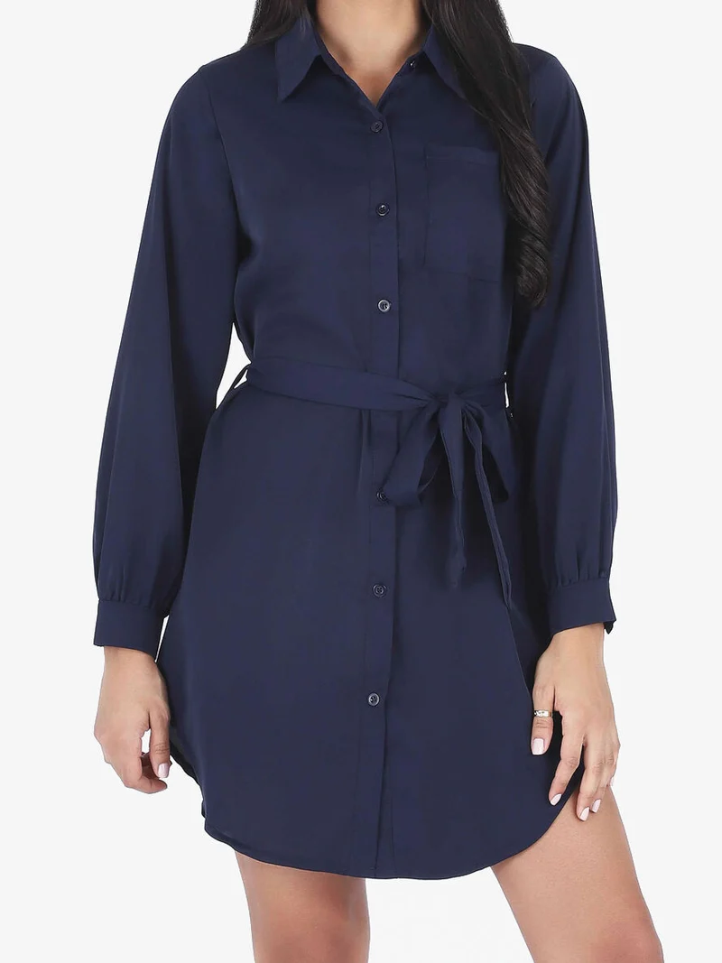 Chemise oversize ceinturée - Marine