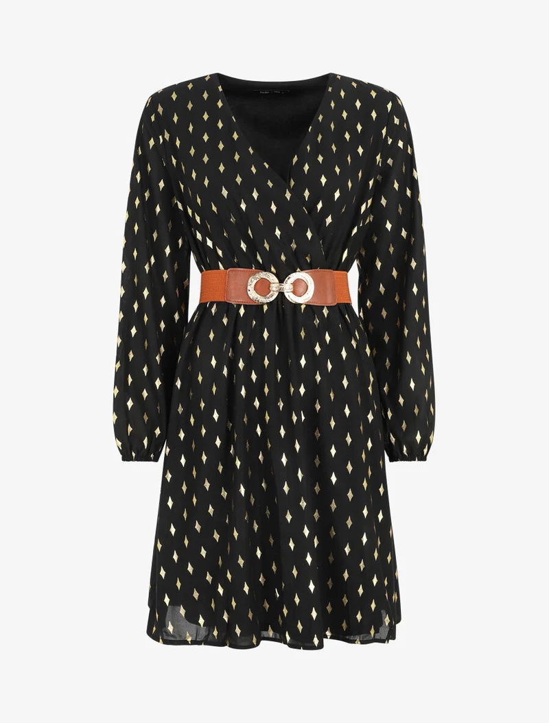 Robe courte imprimé graphique irisé - Noir