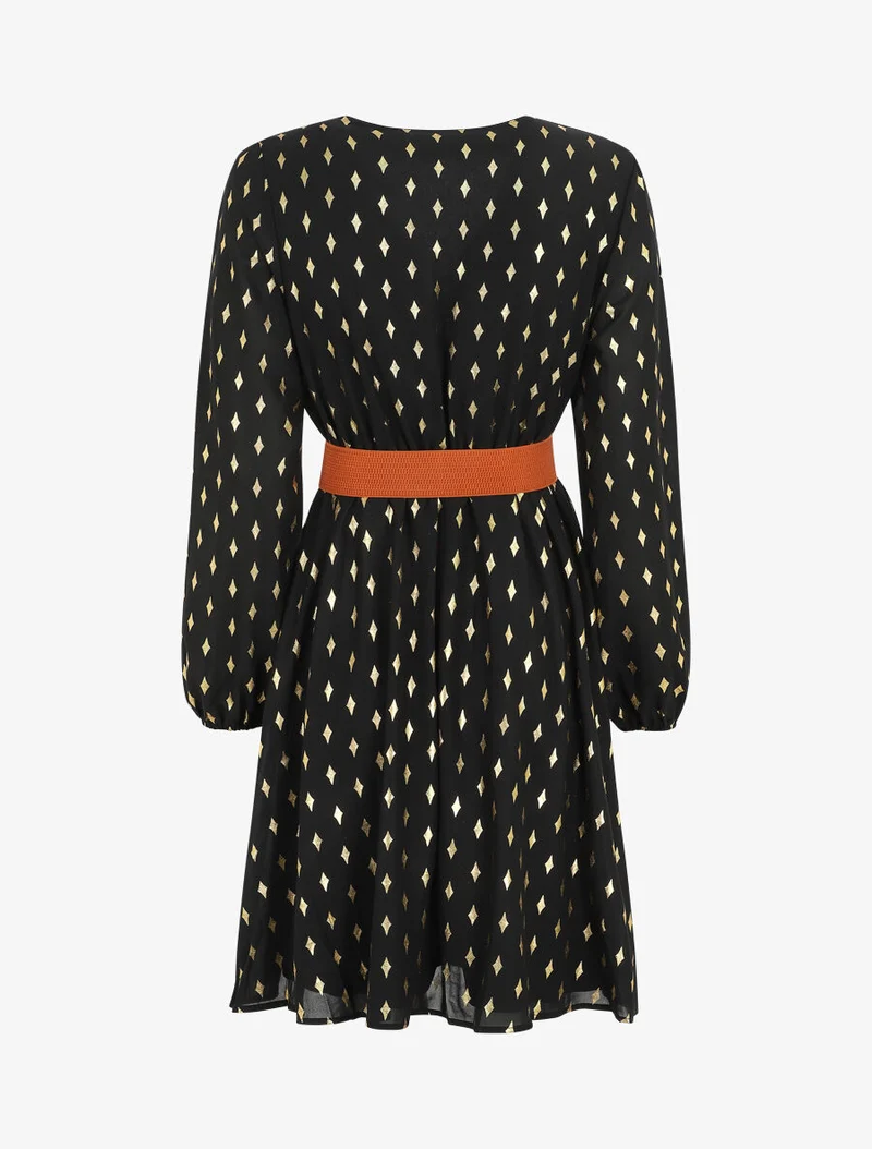 Robe courte imprimé graphique irisé - Noir