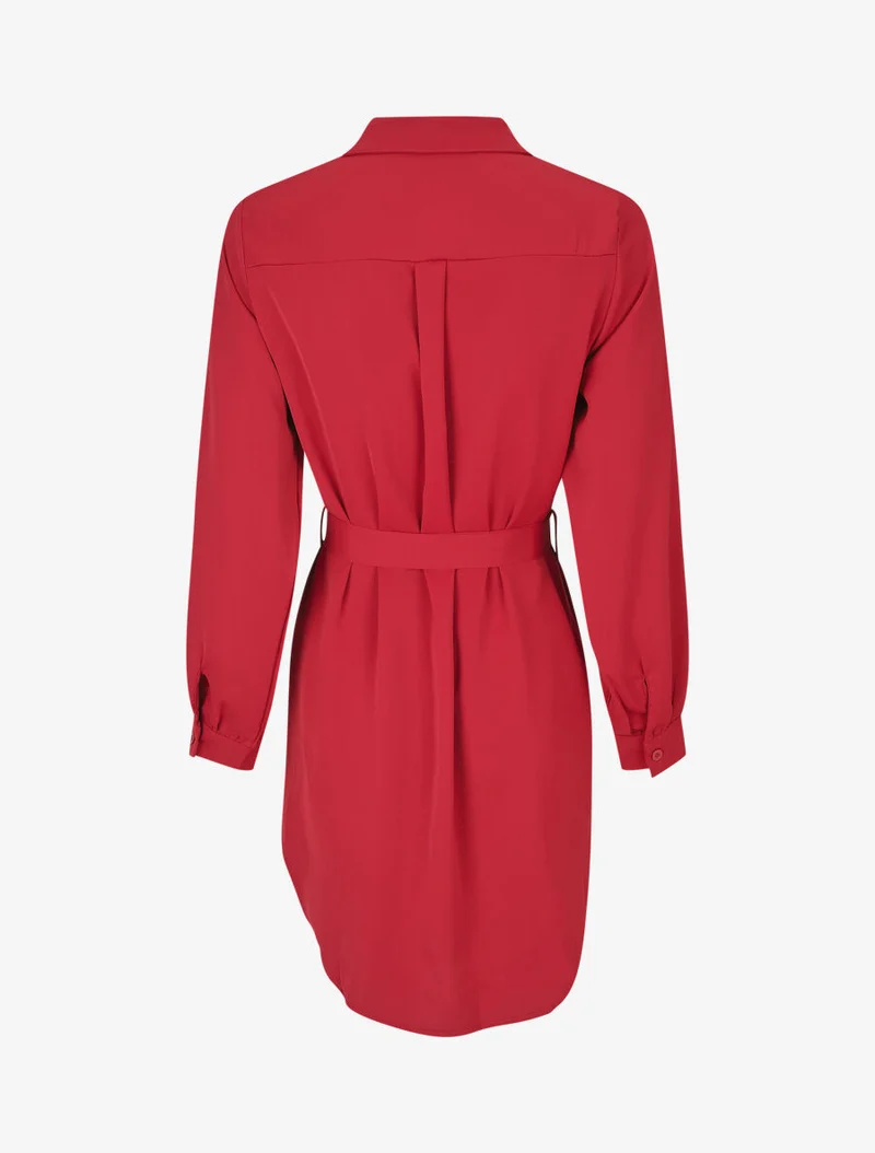 Chemise oversize ceinturée - Rouge