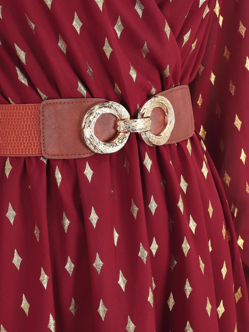 Robe courte imprimé graphique irisé - Bordeaux