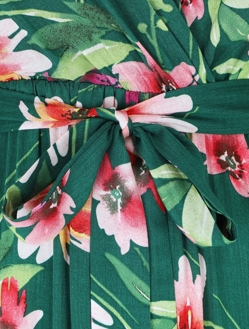Robe longue à imprimé fleurs - Vert