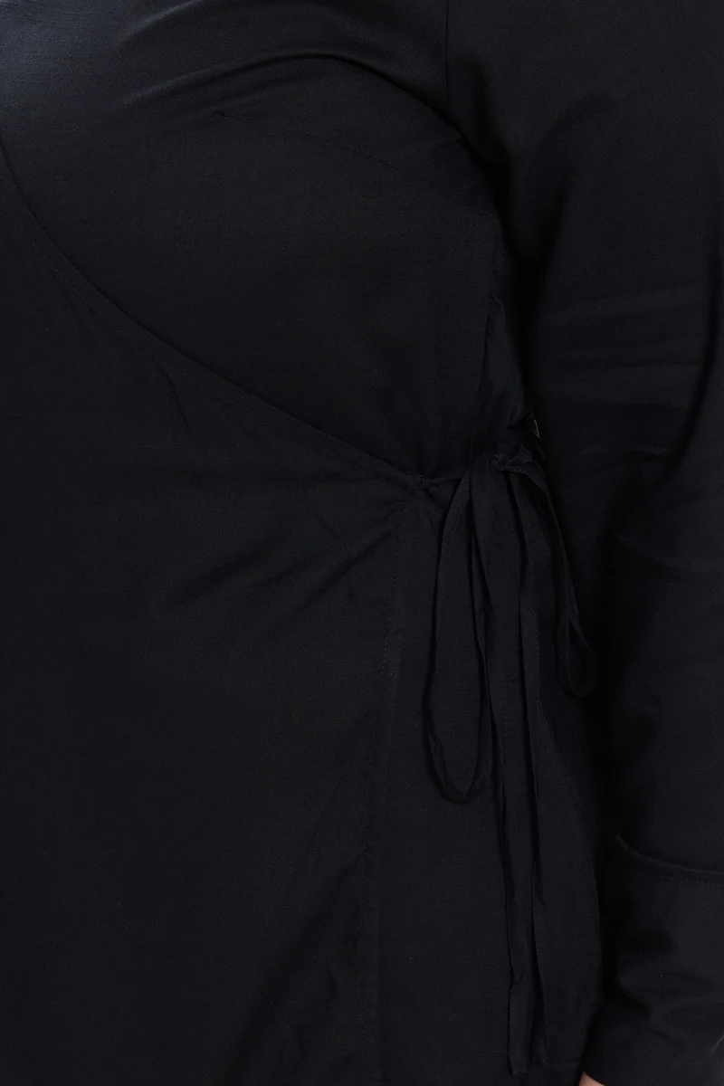 Aziza|Viscose Collared Tie Front Shirt