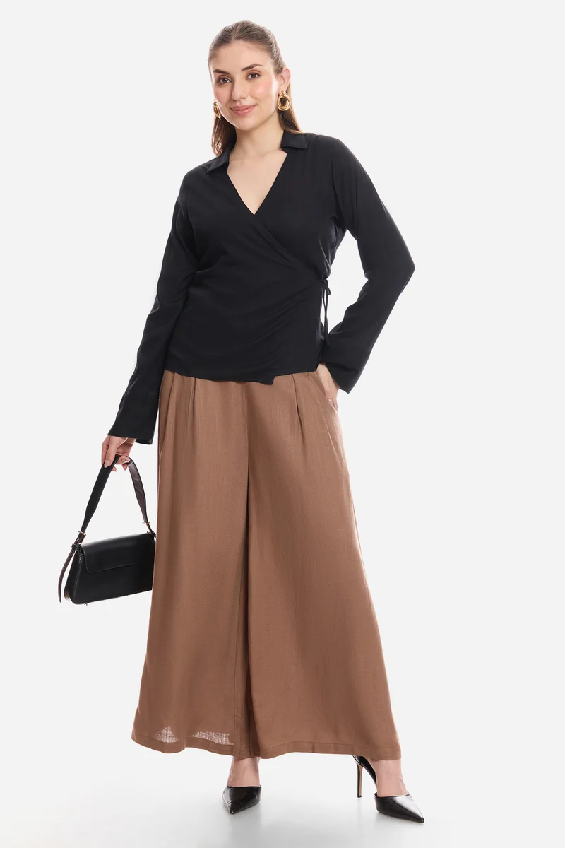 Esmay|100% Viscose Wrap Tie-Up Top