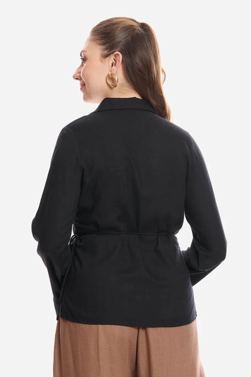 Esmay|100% Viscose Wrap Tie-Up Top