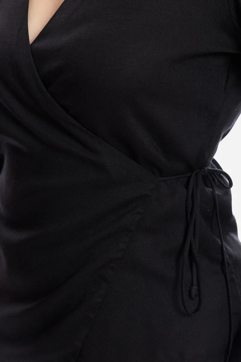 Esmay|100% Viscose Wrap Tie-Up Top