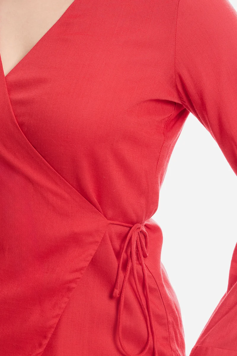 Samup|100% Viscose Wrap Tie-Up Top
