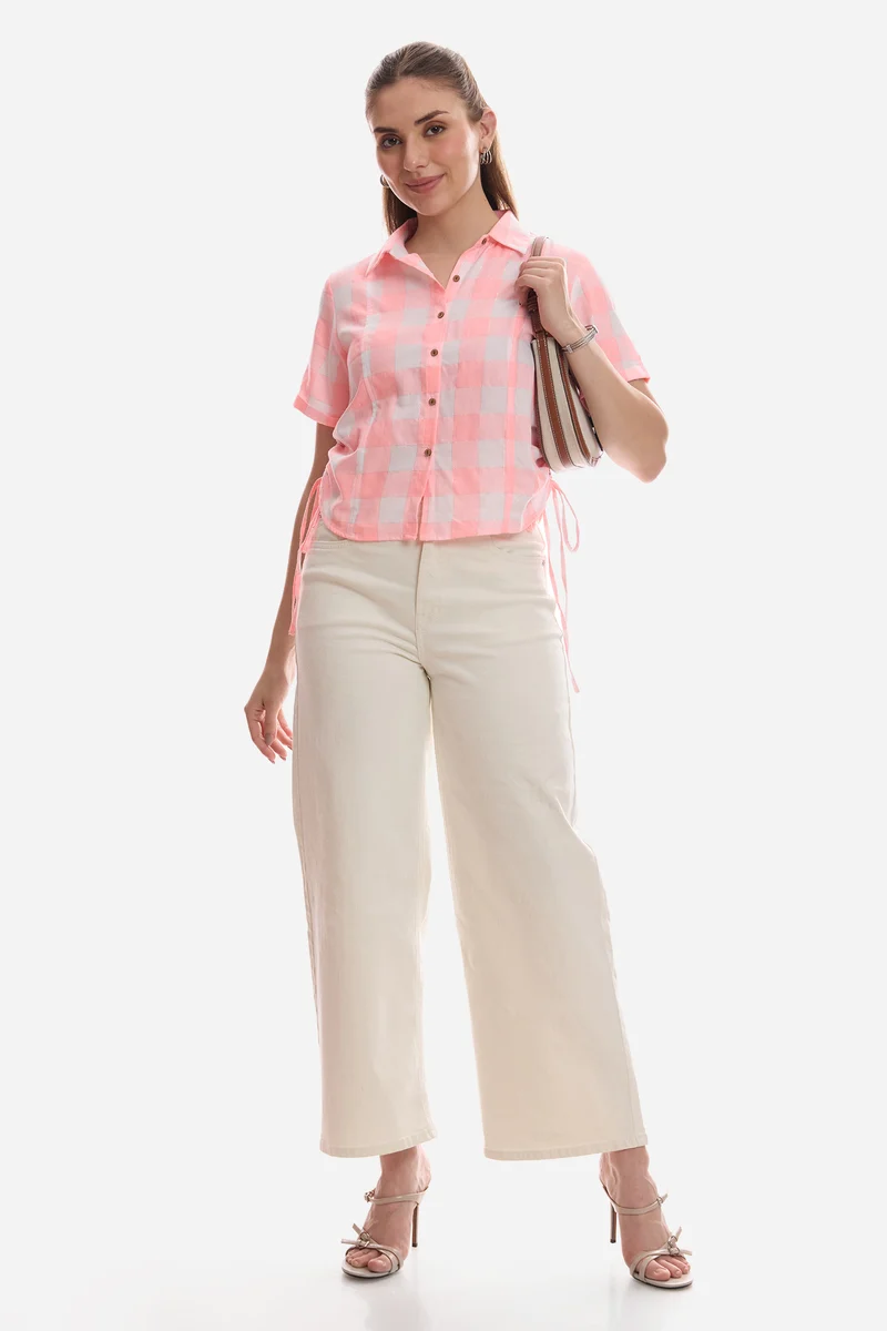 Emlyn|100% Viscose Regular Shirt With Side Drawcord