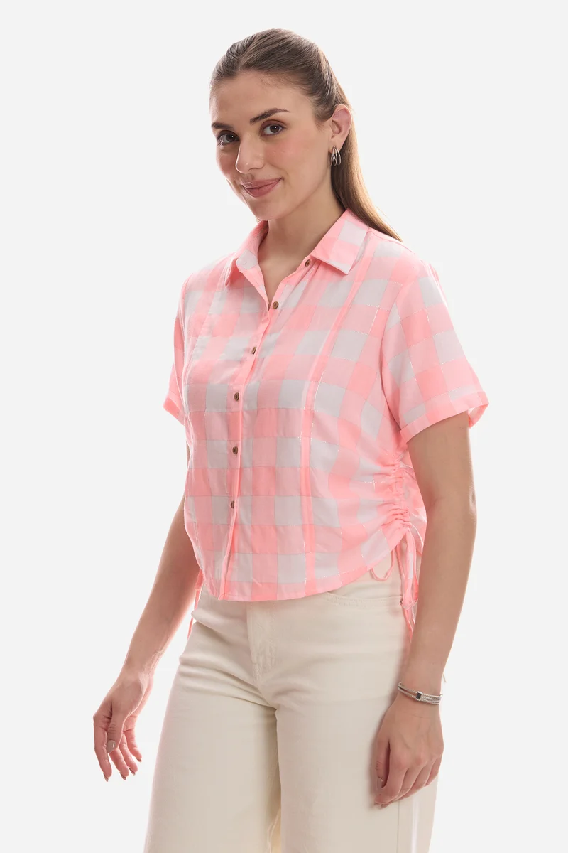 Emlyn|100% Viscose Regular Shirt With Side Drawcord