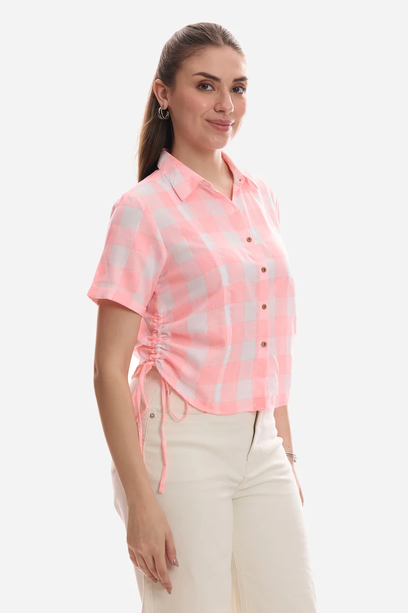 Emlyn|100% Viscose Regular Shirt With Side Drawcord