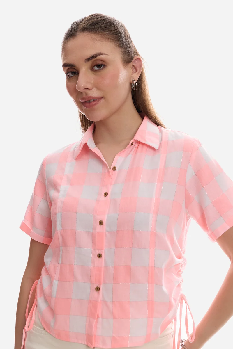 Emlyn|100% Viscose Regular Shirt With Side Drawcord