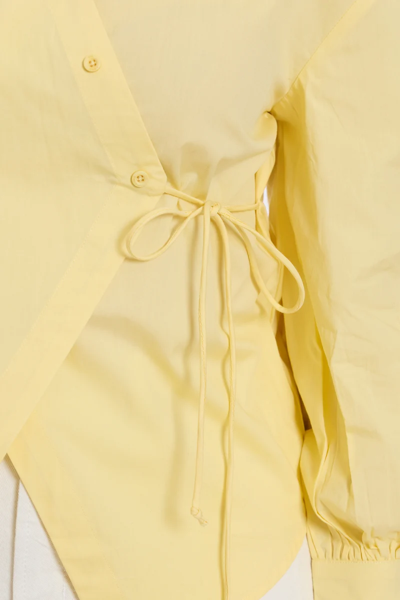 Kiris|100% Cotton Asymmetric Tie-Up Shirt