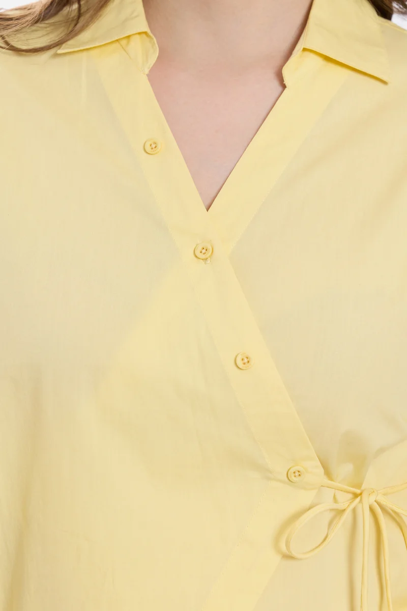 Kiris|100% Cotton Asymmetric Tie-Up Shirt