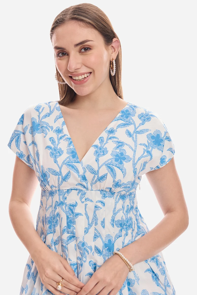 Mine|100% Cotton Pleated Bubble Hem Dress