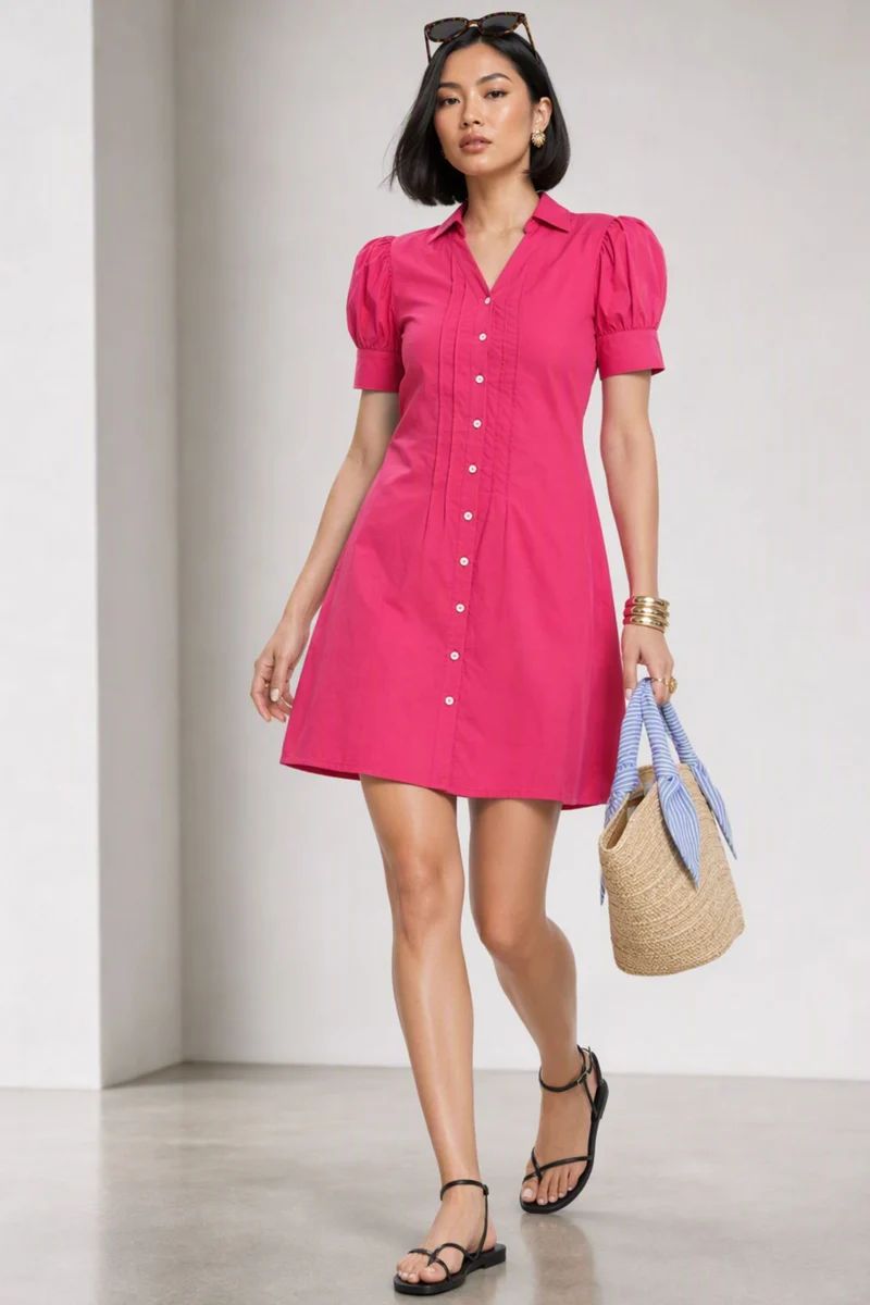 Moya|100% Cotton Puff Sleeve Mini Dress