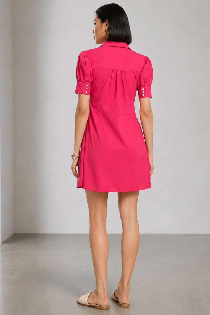 Moya|100% Cotton Puff Sleeve Mini Dress
