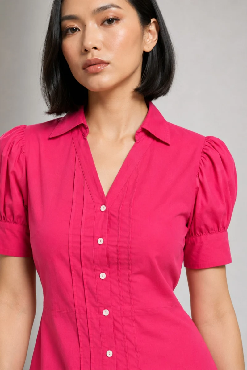 Moya|100% Cotton Puff Sleeve Mini Dress