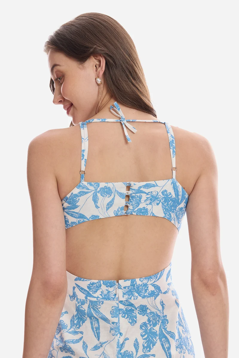 Kubral|100% Viscose Back Cut Out Midi Dress